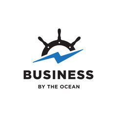steering wheel ship boat yacht with financial chart business logo design