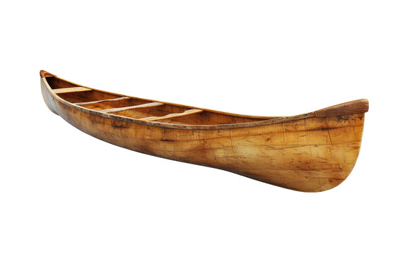 Wooden Canoe Boat on a transparent background