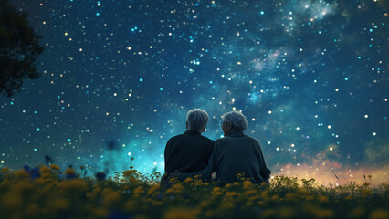Starry Love: An Elderly Couple&rsquo;s Tranquil Night Under the Stars