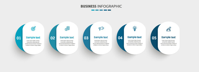 Business infographics number options template with 5 steps. Can be used for workflow layout, diagram, banner, web design. Vector eps 10	 - obrazy, fototapety, plakaty