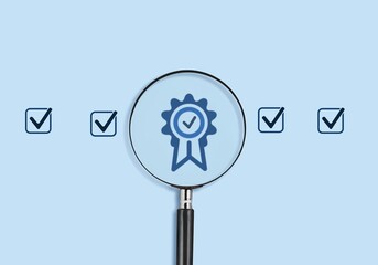 Guarantee concept or Certification icon at magnifying glass