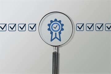 Guarantee concept or Certification icon at magnifying glass