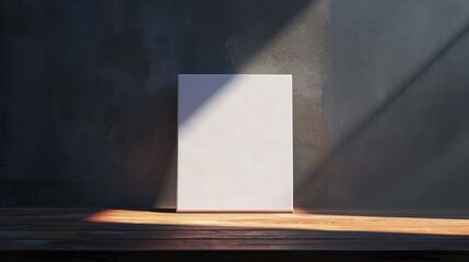 White Square Object on Wooden Table, Simple and Informative Photo