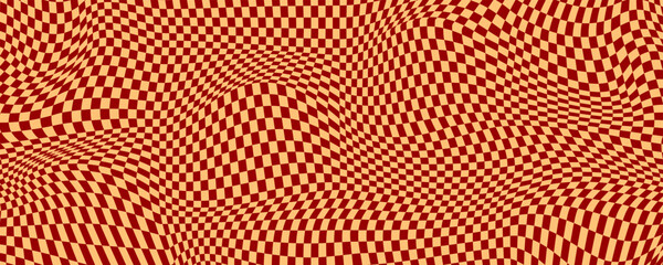 Psychedelic checkerboard background. Retro chessboard hypnotize geometric design template - obrazy, fototapety, plakaty