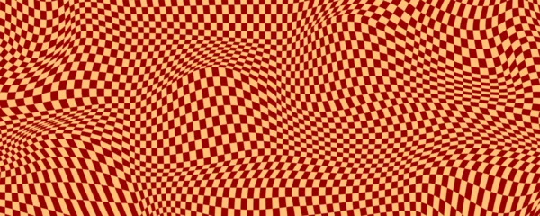 Fotobehang Psychedelic checkerboard background. Retro chessboard hypnotize geometric design template © Anastasiia