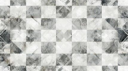 Gray and White Checkered Pattern on Black and White Background