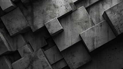 Black and White Photo of Concrete Blocks - Minimalist Urban Architecture