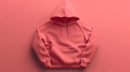 Pink Hoodie on Pink Background, Cozy and Vibrant Comfort Wear
