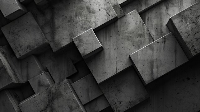 Black and White Photo of Concrete Blocks - Minimalist Urban Architecture © Denys
