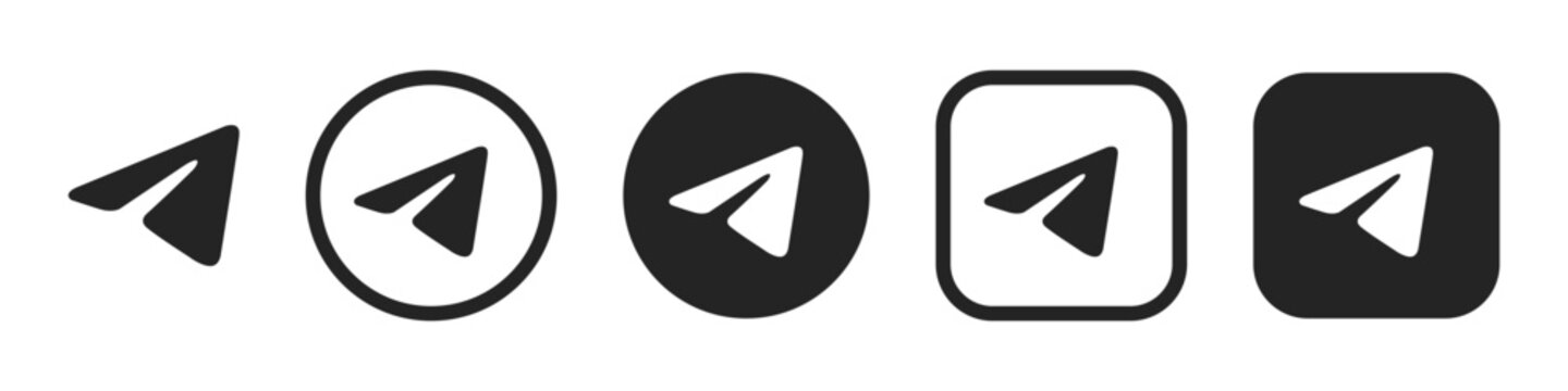 Telegram set. Telegram logo. Telegram button. Telegram icon. Telegram vector editorial