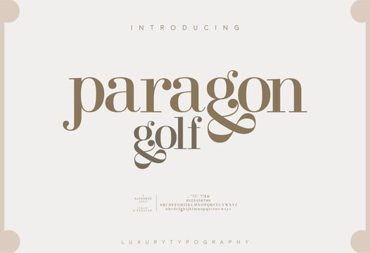 Paragon golf, elegant wedding alphabet letters font and number typography luxury classic lettering serif fonts decorative logo vintage
