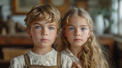 portrait of a 4 year old boy and girl