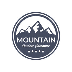 Adventure and outdoor vintage logo template, badge or emblem style. Mountain logo vector design template.