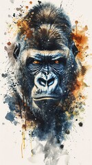Painting of a Gorilla With Orange Eyes
