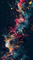 Vibrant Paint Splatters on Black Background