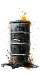 Painting of Barrel With Orange Paint