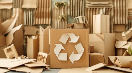 Recyclable Symbol on Cardboard Box for Eco-Friendly Waste Disposal