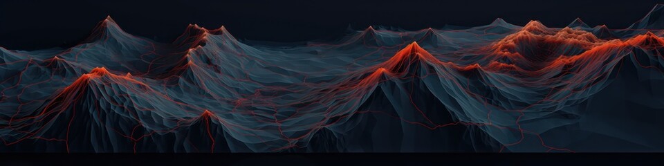 Tech dark topographic 3d relief abstract background. Generative AI - obrazy, fototapety, plakaty