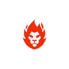 vector burning lion or lion with fire logo design