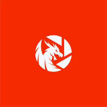 vector dragon photography logo icon design or lens logo design