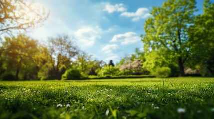 green grass and blue sky