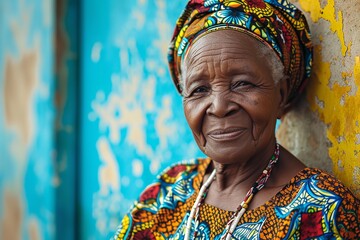 African senior woman with traditional clothes.