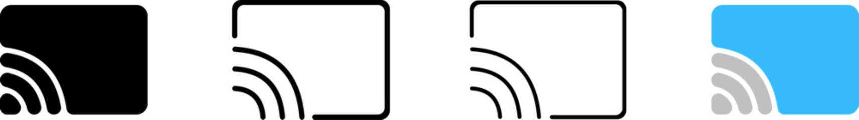 Button broadcast icons. Different styles, set of buttons to broadcast icons. Vector icons