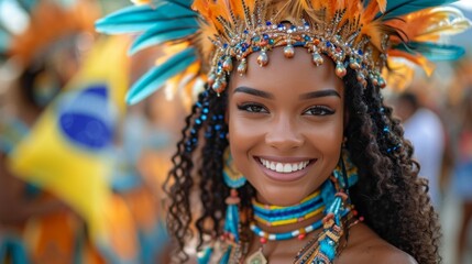 Samba brazilian woman at Sambodromo Carnival Parade.