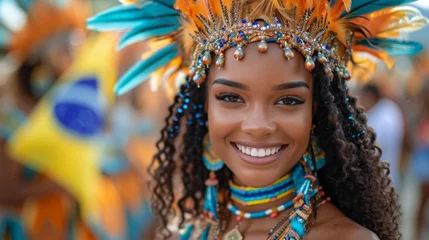 Stoff pro Meter Samba brazilian woman at Sambodromo Carnival Parade. © AS Photo Family