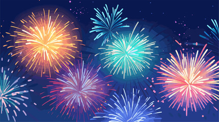 Fototapeta na wymiar Abstract fireworks bursting in a celebratory display, providing vibrant and festive backgrounds for joyous occasions and events. simple minimalist illustration creative