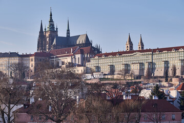Fototapeta premium Cityscape view of Prague castle in Czech republic