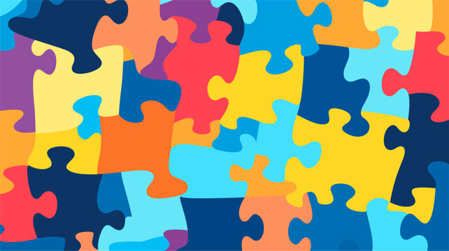 Abstract puzzle pieces interlocking seamlessly, providing a visually engaging and dynamic background for puzzle and gaming designs. simple minimalist illustration creative