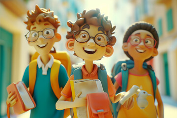 Joyful Learning in 3D Wide-Angle View of Clay Students in the Academic Mid-Journey