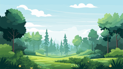 Vector illustration of a tranquil forest scene with trees and foliage, creating serene and nature-inspired backgrounds for various projects. simple minimalist illustration creative