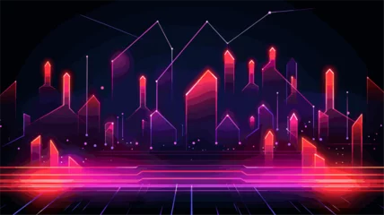 Tuinposter Small minimalist background illustration, line art style. one line, creative,anime. Abstract neon lights and glowing signs, creating an electrifying and dynamic background for a modern and energetic © J.V.G. Ransika