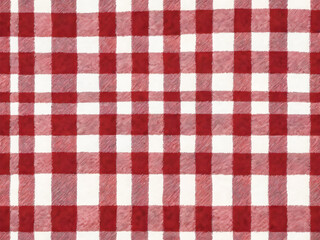 Red and white checkered tablecloth with a seamless pattern