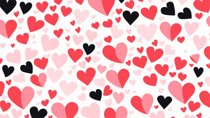 Obraz premium Small minimalist background illustration, line art style. one line, creative,anime. Abstract paper cutout hearts in a seamless pattern, capturing the playful and whimsical aspects of expressing love