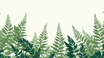 Fotobehang Abstract fern leaves forming a repeating pattern, conveying the delicate and intricate details found in lush greenery. simple minimalist illustration creative © J.V.G. Ransika