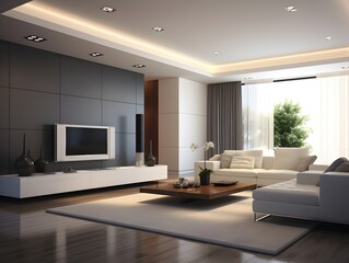 Fototapeta premium Modern living room interior design. Living room ideas. Drawing room interior design. 3d rendering 