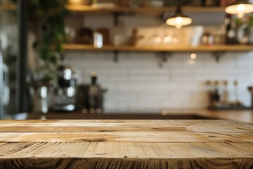 Close Up of Wooden Table in Kitchen
