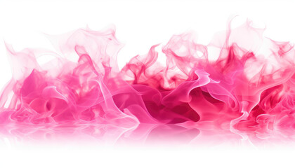 Tongues of pink fire on clear white background, pink flames and sparks background design