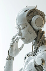 robot cyborg soldier on white. Generative AI