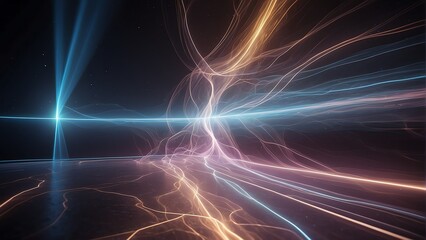 Holographic flow of light energy lines, scifi concept from Generative AI