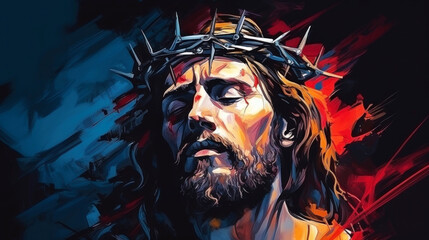 Jesus Christ with crown of thorns. 