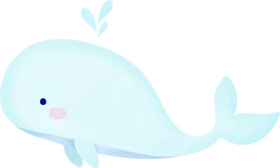 blue whale watercolor 