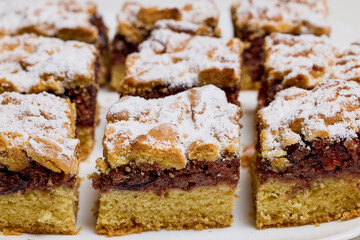 Traditional Romanian cake made at home ready to be served.