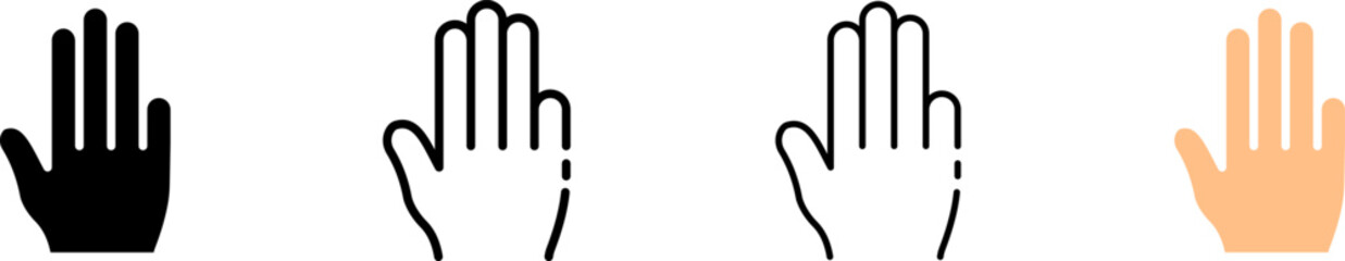 Hand palm icons. Different styles, palm of hand for icon design. Vector icons