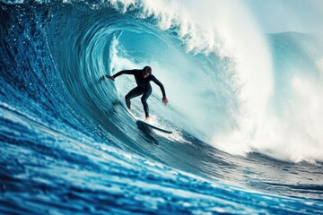 professional surfer riding waves in action - obrazy, fototapety, plakaty