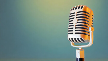 Classic Retro Vintage Microphone. Microphone icon. 3d render illustration