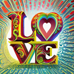 3D Love text illustration